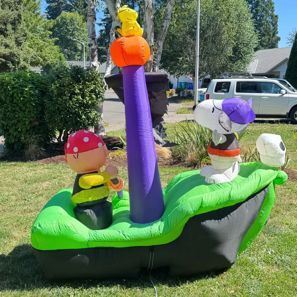 Gemmy Good Grief Peanuts Halloween Inflatable Snoopy Charlie Brown Pirate Ship